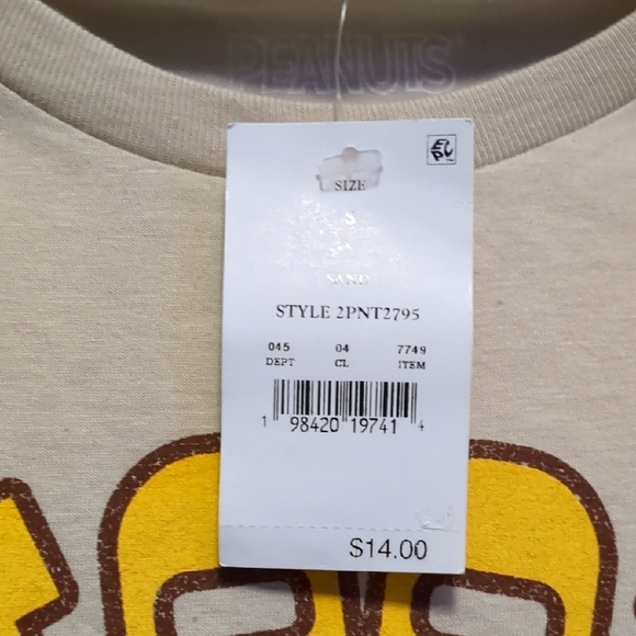 NWT Peanuts Beige Graphic Tee - Snoopy - Sz Small - Picture 5 of 8